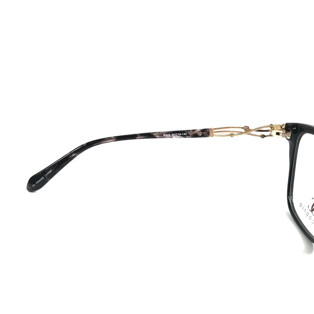 Dicaprio Eyeglasses Frames DC 361 Capri Black Gold Cat Eye Crystals 54-16-140